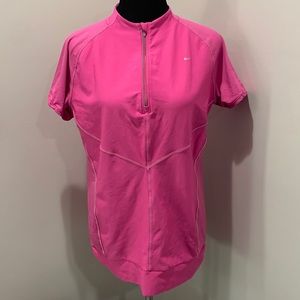 Nike Women Fit Dry short sleeve quarter length zip up pullover Hot Pink Size XL